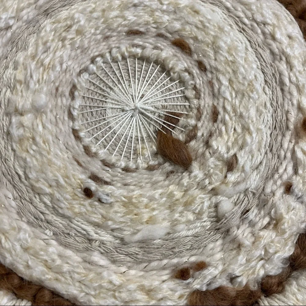 Bohemian Macrame Tassel Fringe Mixed Fiber Wall Ivory Tan Hanging Art Decor